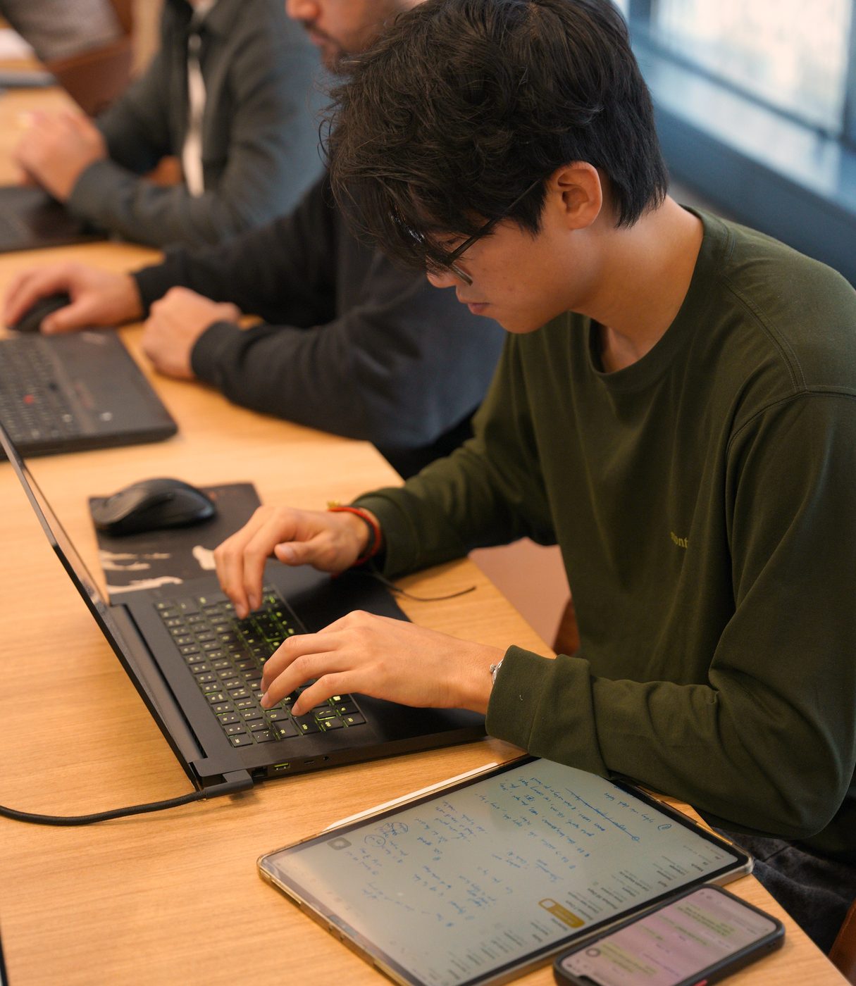 Building at the laptop